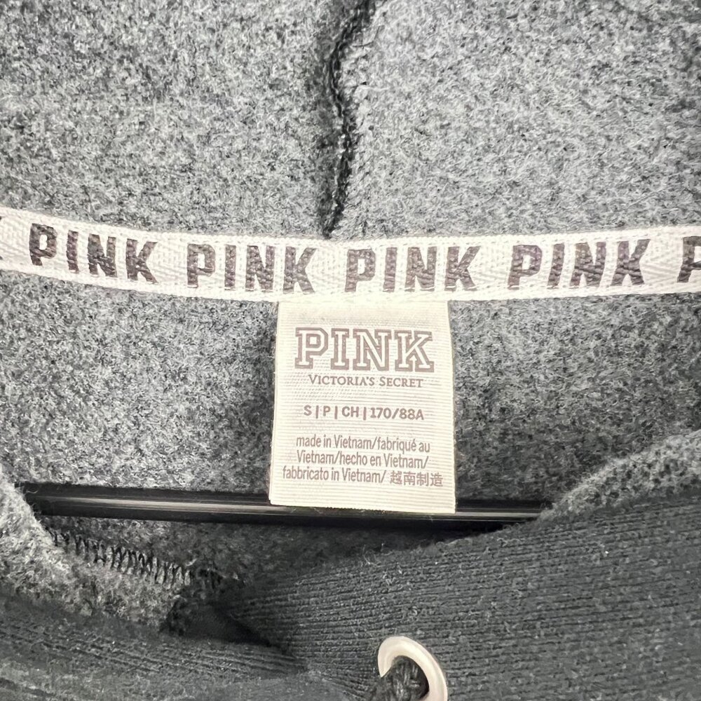 Victoria's Secret Pink Black Pullover Hoodie Reverse Weave Logo Size Small - Picture 5 of 6